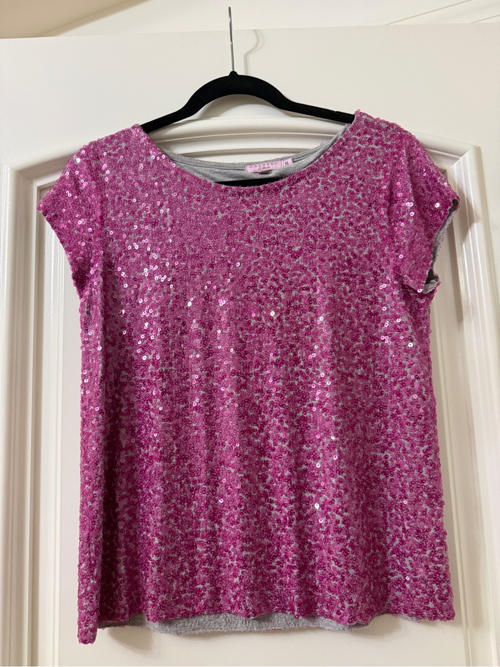 Calypso St. Barth Pink Sequin Crewneck Top